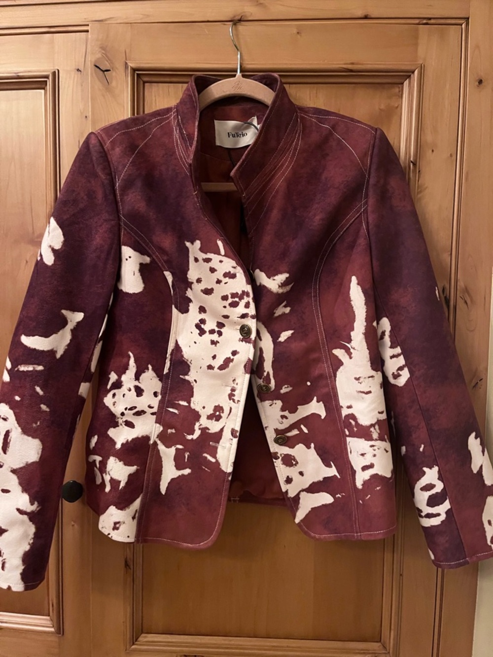 Futuro brown and White pony Patterned Leather Jacket